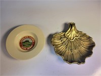 2x Vintage ashtrays Adolf coors, brass flower