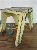 Yellow paint primitive stool