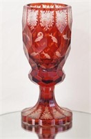 Fantastic Bohemian Red Glass Goblet - ca.  1850
