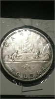 1965 Canada Silver Dollar Pointed 5 Small Bead