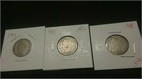 1908,1910,1911 US Victory Nickels