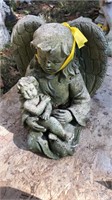 Concrete angel w/ baby, 20" tall