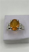 Large Genuine Mexican Fire Opal Sterling Ring