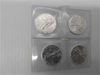 (4) 2021 silver Eagles in plastic