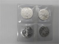 (4) 2021 silver Eagles in plastic
