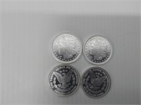 (4) 1 ozt .999 silver rounds
