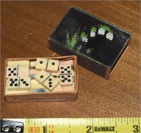 Antique Carved Miniature Dominoes Set