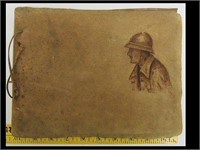 WW II BELGIUM ARMY LEATHER PHOTO ALBLUM WITH HAND