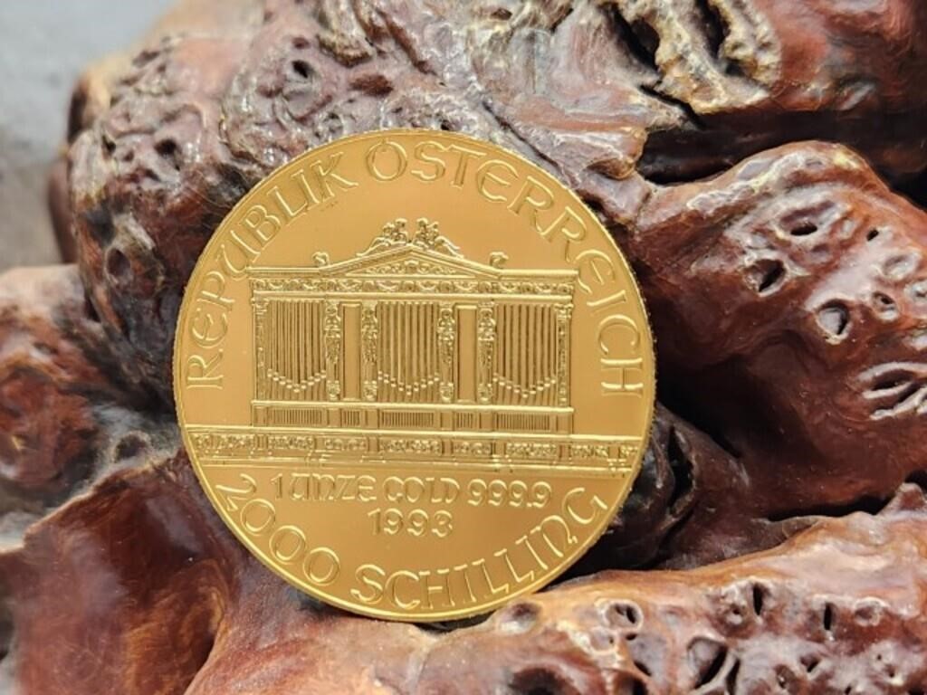 1oz .999 Fine Gold Wiener Philharmoniker Coin 1993