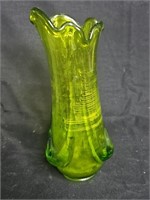 Vintage MCM Viking Glass Swung Vase Avocado