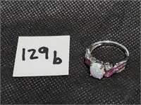.925 Silver Fire Opal Ring