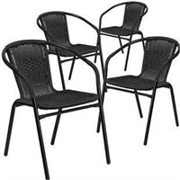 Abrahamic Stacking Patio Dining Chair Blk X 4