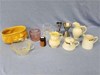 Nice lot with 2 Belleek pottery creamer pitchers,