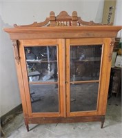 Antique Walnut China Cabinet W Adjustable Shelves