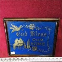 Framed "God Bless Our Home" Picture (Vintage)