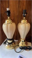 2 ivory brass  lamps