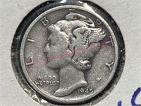 1945 S Mercury silver dime (90% silver)