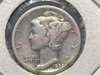1929 Mercury silver dime (90% silver)