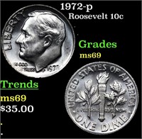 1972-p Roosevelt Dime 10c Grades ms69