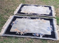 PAIR of 64" x 42" Area Rugs Black Gray Blue Thick