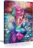 Mermaid Canvas Wall-Art for Bathroom 11.5X15