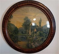 Antique Round Picture w/ Frame