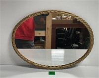 Vtg Oval Gold Metal Twisted Edge Mirror 12”