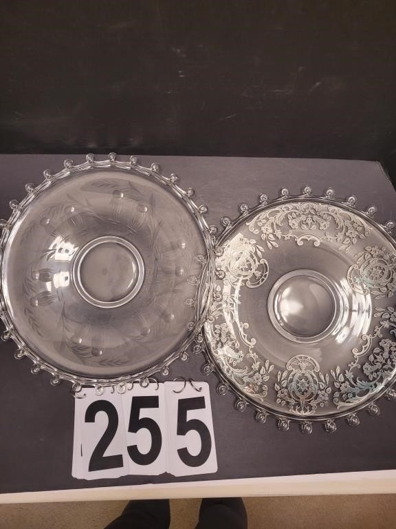 2 Etched Heisey Lariat Platters