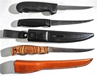 (3) FILET TYPE KNIVES - RUSSELL M19-5