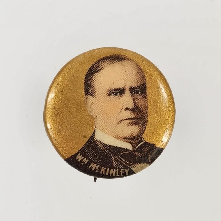 WILLIAM McKINLEY PRESIDENTIAL GOLD PINBACK BUTTON