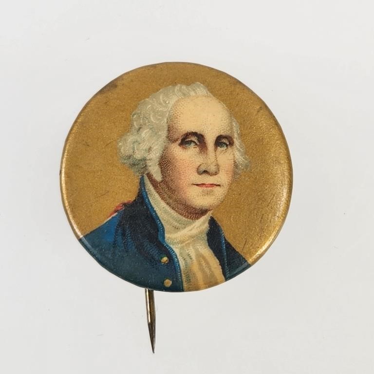 GEORGE WASHINGTON PRESIDENTIAL GOLD PINBACK BUTTON