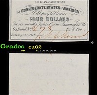 1861 Confederate States Four Dollars Note Grades S