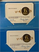 Gold Plated Silver Franklin Mint Collector Coins