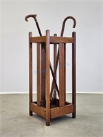 Mission Oak Arts Crafts Umbrella Stand + Canes