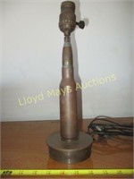 WW2 Vintage Artillery Shell Trench Art Lamp