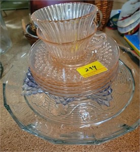 CAKE STAND, CANDY DISH AND PINK DEPRESSION