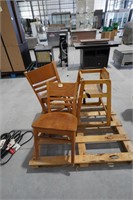 2-wood chairs and 1-high chair