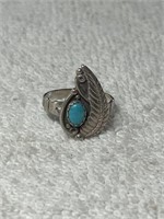 STERLING SILVER NATIVE AMERICAN TURQUOISE RING SZ