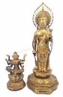 (2) Hindu/asian Brass & Cast Iron Statues