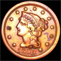 1850 Braided Hair Large Cent LIGHTLY CIRCULATED