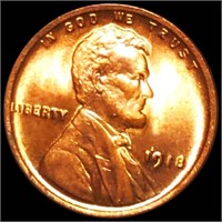 1918 Lincoln Wheat Penny GEM BU RED