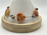 Sterling Silver UV Reactive Millefiori Bracelet