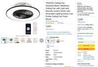 B2850  YANASO Bladeless Ceiling Fan - Black LED L