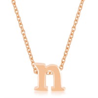 Rose Goldtone Initial Small Letter N Necklace