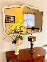 Large Wall Mirror, Desk Lamp, Flower Vase