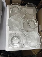 Lot of (6) Glass Mugs - 1 is Chipped