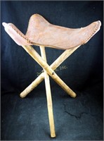 Vintage Leather Folding Mexican Camel Seat