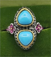 Sz 10 Turquoise Color Statement Ring