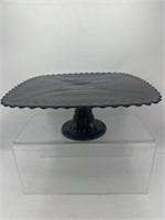 Vintage LE Smith black glass cake stand