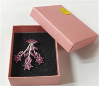 STUNNING STERLING SILVER & LAB RUBY BROOCH